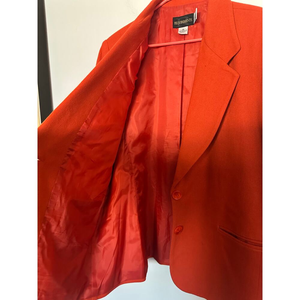 Vintage REQUIREMENTS Orange Red Front Button 100% Pure New Wool Blazer Jacket 16 - Picture 6 of 10